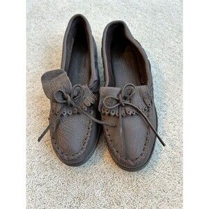 Minnetonka Moccasin Soft Brown Moosehide Kilty Leather Slip-On Classic Women 8.5